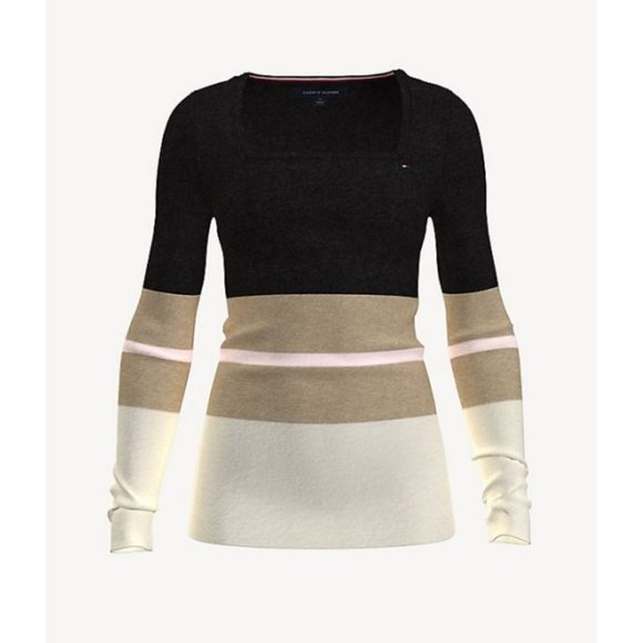 Tommy Hilfiger Sweaters - NWT Tommy Hilfiger Essential Stripe Square Neck Sweater In Black Size S